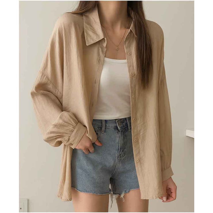 シアーシャツ UVカット長袖 涼感オーバーサイズ ナチュラルシアーシャツ | And Kawaii | 詳細画像9 