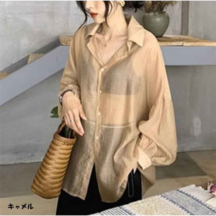 キャメル | シアーシャツ UVカット長袖 涼感オーバーサイズ ナチュラルシアーシャツ | And Kawaii