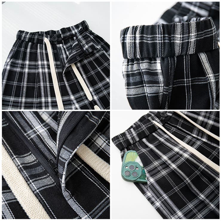 ワイドパンツ ウエストゴム チェックワイドパンツ | And Kawaii | 詳細画像5 