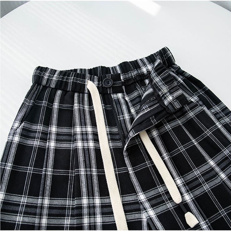 ワイドパンツ ウエストゴム チェックワイドパンツ | And Kawaii | 詳細画像7 