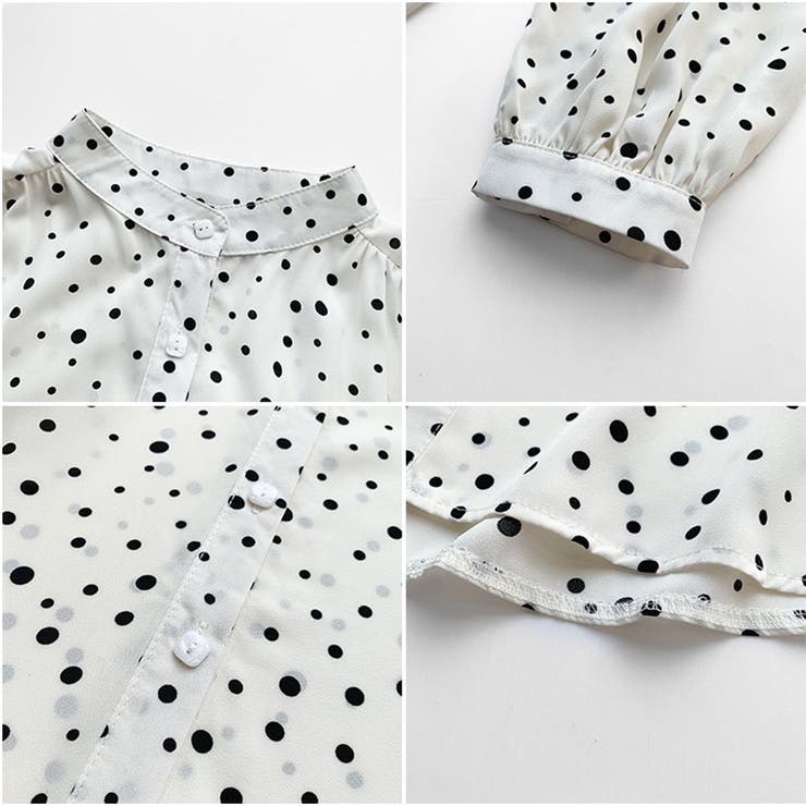 シャツ Vネック ドット柄ゆったり 体型カバー 着痩せカジュアル 美シルエット | And Kawaii | 詳細画像9 