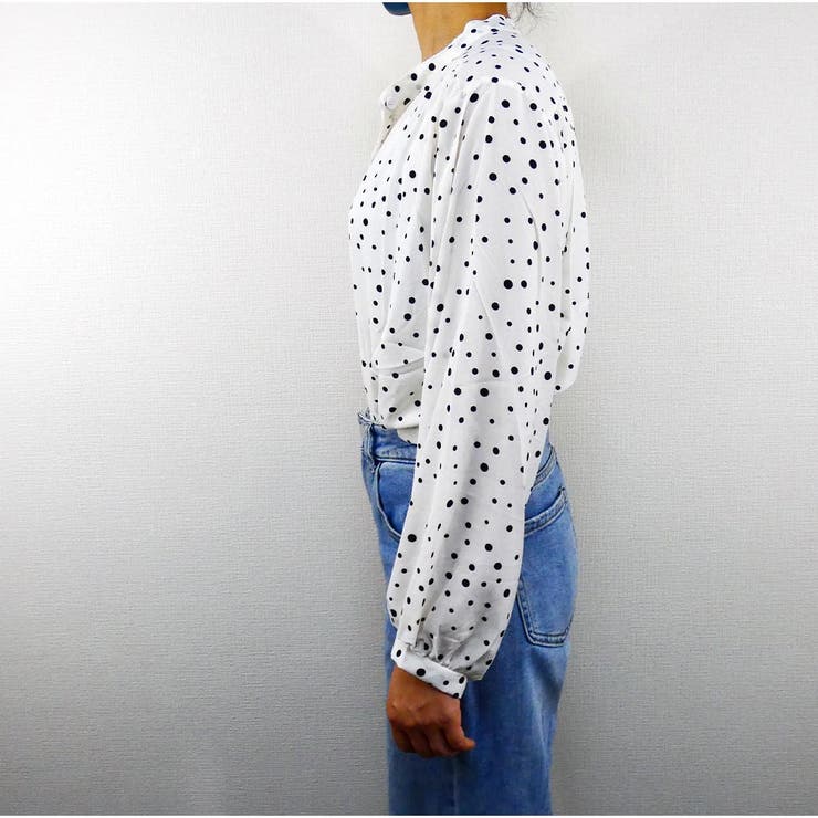 シャツ Vネック ドット柄ゆったり 体型カバー 着痩せカジュアル 美シルエット | And Kawaii | 詳細画像4 