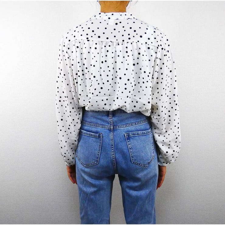シャツ Vネック ドット柄ゆったり 体型カバー 着痩せカジュアル 美シルエット | And Kawaii | 詳細画像5 