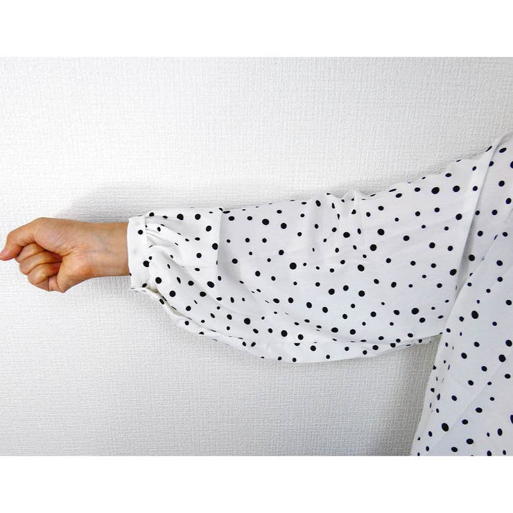 シャツ Vネック ドット柄ゆったり 体型カバー 着痩せカジュアル 美シルエット | And Kawaii | 詳細画像7 