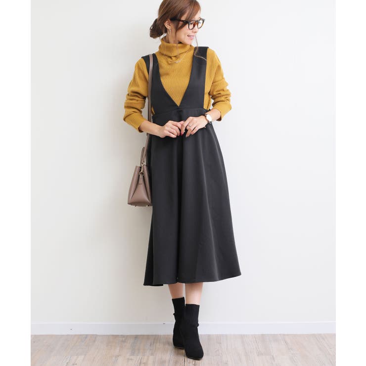 ブラック | Vネック フレア ロング | andme