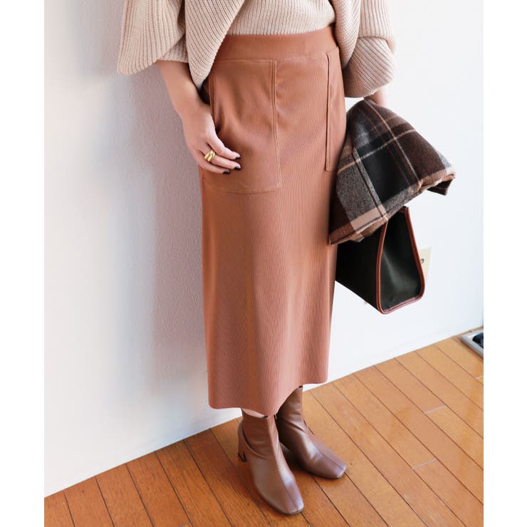 ピンクベージュ | ベイカー タイト ロングスカート | andme