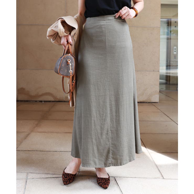 カーキ | リネンブレンド ロング スカート | andme