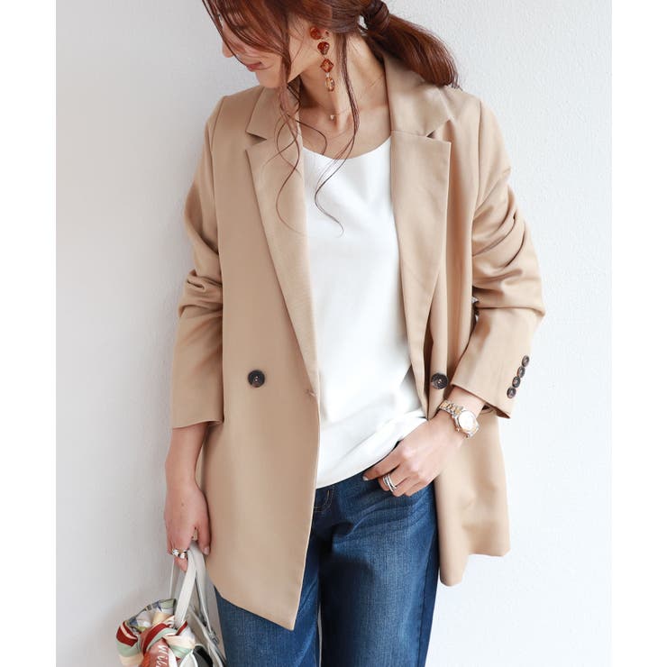 ミルキーベージュ | ツイル ダブル テーラード | andme