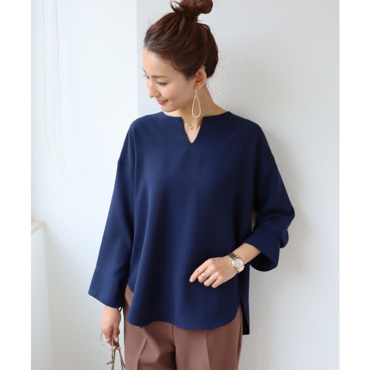 美品】 ノーブル ブラウス シャツ プルオーバー とろみ素材 ドット 