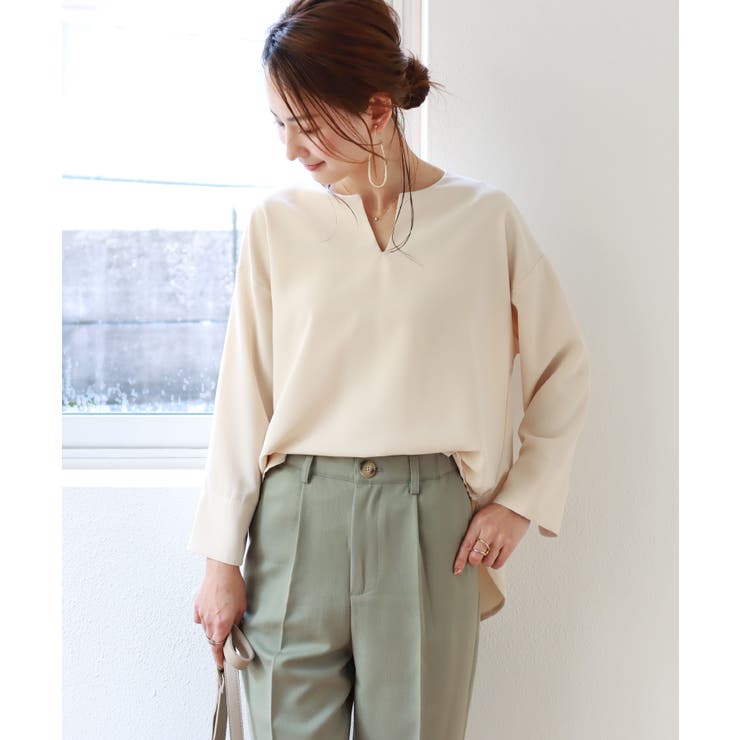 とろみ素材 長袖 ブラウス[品番：AZ000003648]｜andme（アンドミー）の