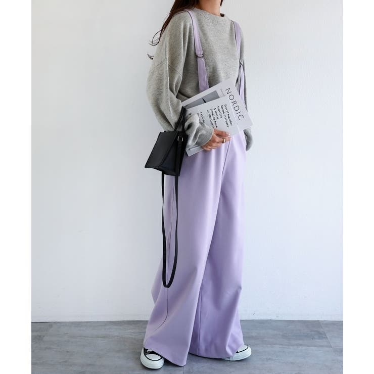 ラベンダー | フェイクウール ワイド サロペット | andme