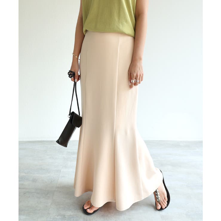 ピンクベージュ | 梨地ポンチ マーメイド スカート | andme