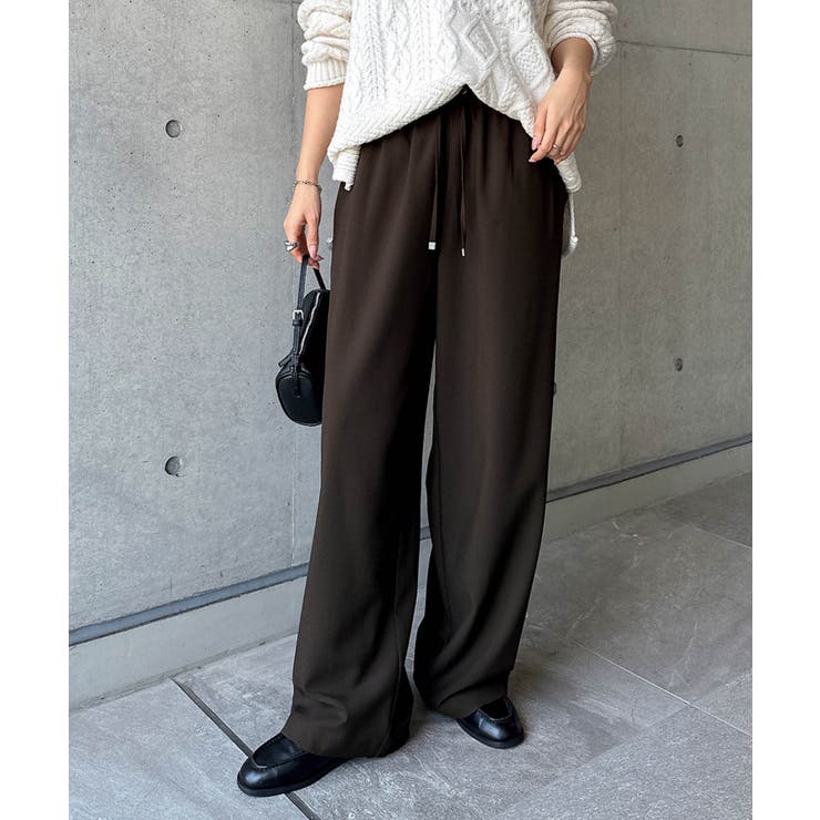ブラウン | ワイドパンツ とろみ イージー | andme