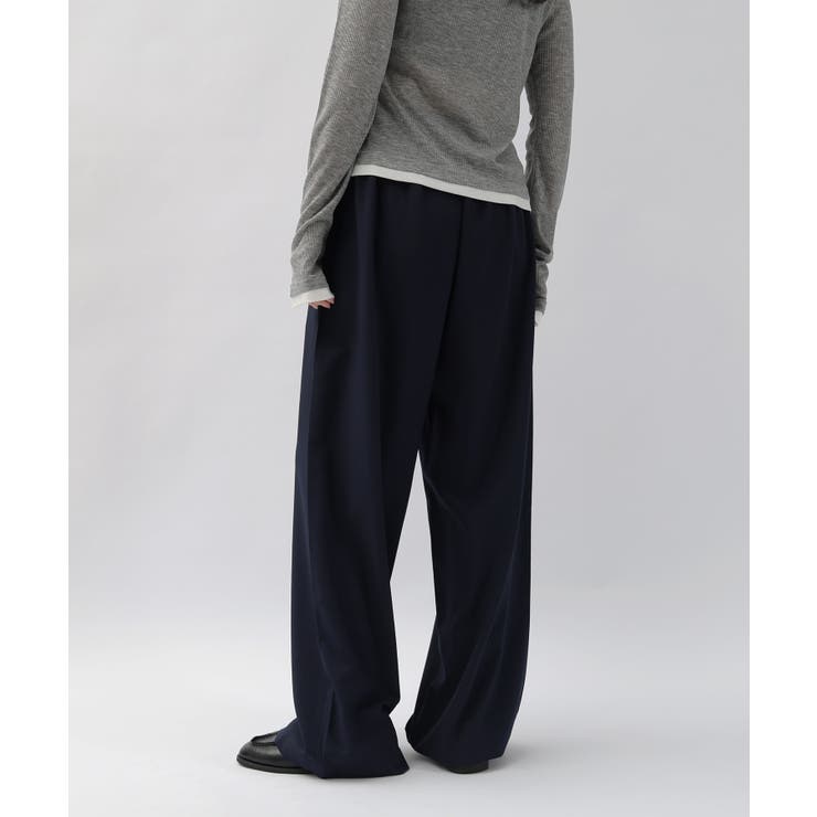 ネイビー | ワイドパンツ とろみ イージー | andme