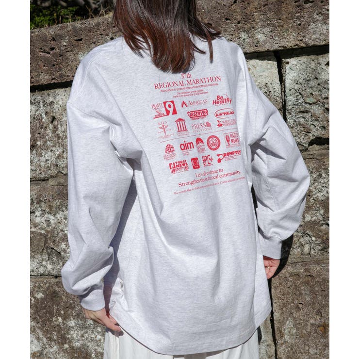 オートミール杢 | 企業ロゴ プリント 長袖 | andme