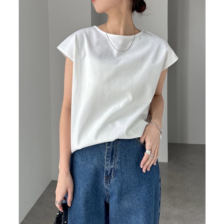 オフホワイト | きれいめ ポンチ フレンチスリーブ | andme