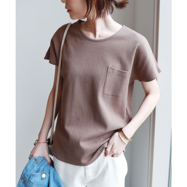 ワッフル Tシャツ レディース[品番：AZ000003020]｜andme