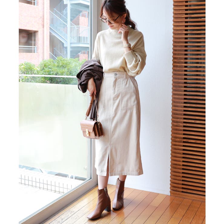 ベージュ | ハイネック バルーンシルエット ニット | andme