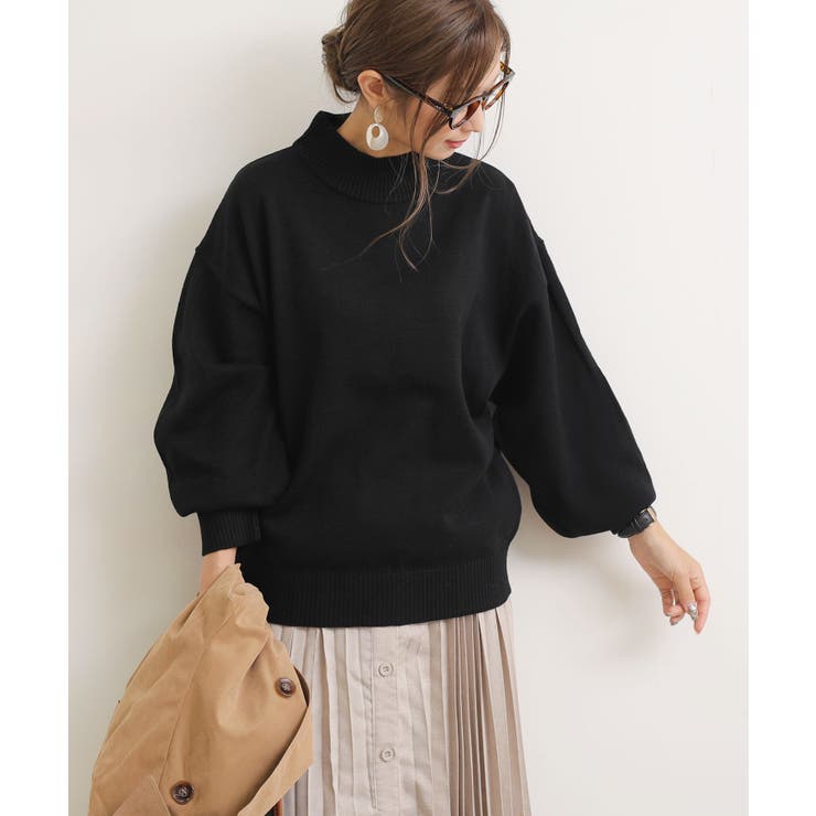 ブラック | ハイネック バルーンシルエット ニット | andme