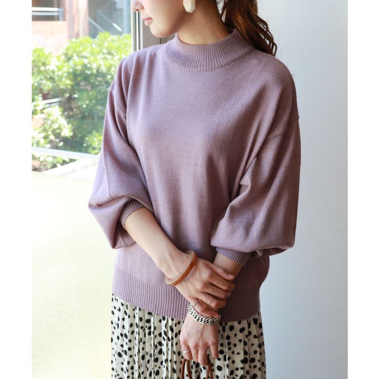 ラベンダー | ハイネック バルーンシルエット ニット | andme