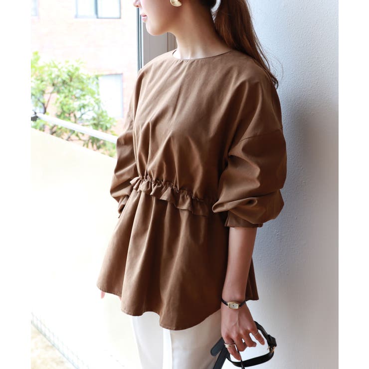 ブラウン | ピーチ起毛 ウエストフリル ペプラム | andme