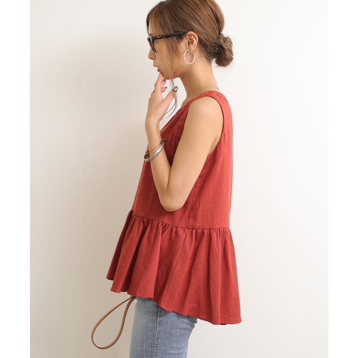 オレンジ | ギャザースラブ ノースリーブ ブラウス | andme