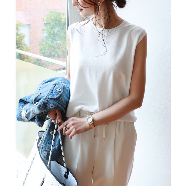 オフホワイト | UV抗菌防臭 ノースリーブ ニット | andme