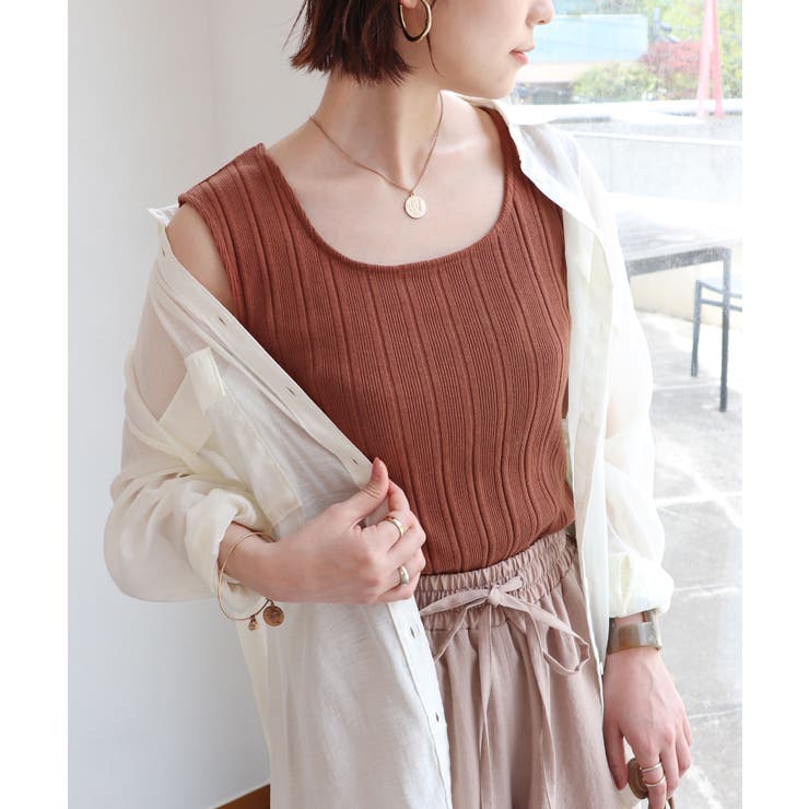 ランダムテレコ ノースリーブ トップス[品番：AZ000003429]｜and Me（アンドミー）のレディースファッション通販