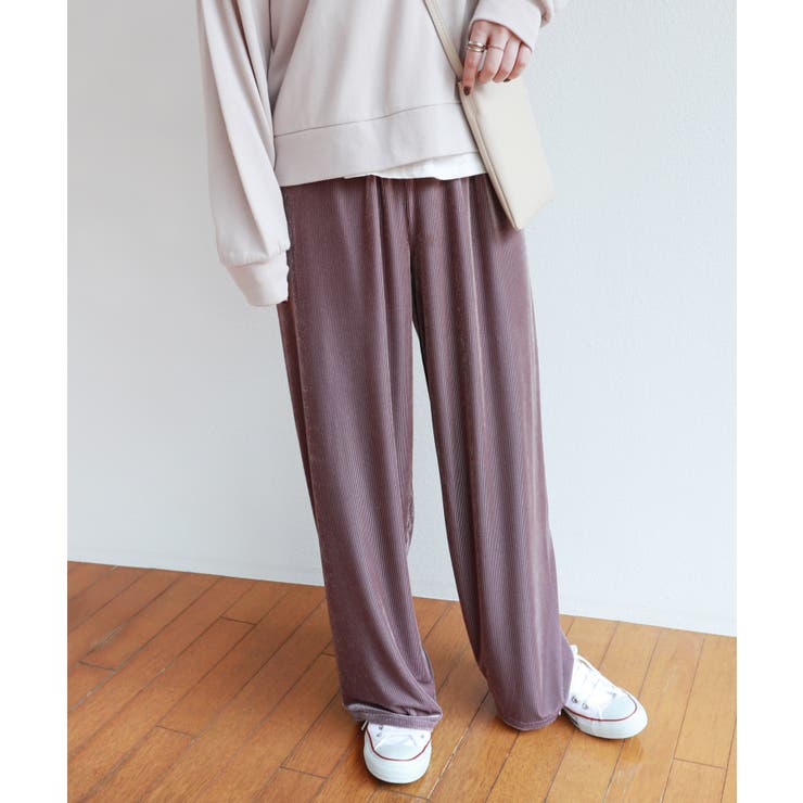 ベロア ワイドパンツ ウエストゴム[品番：AZ000003531]｜and Me（アンドミー）のレディース ファッション通販｜SHOPLIST（ショップリスト）