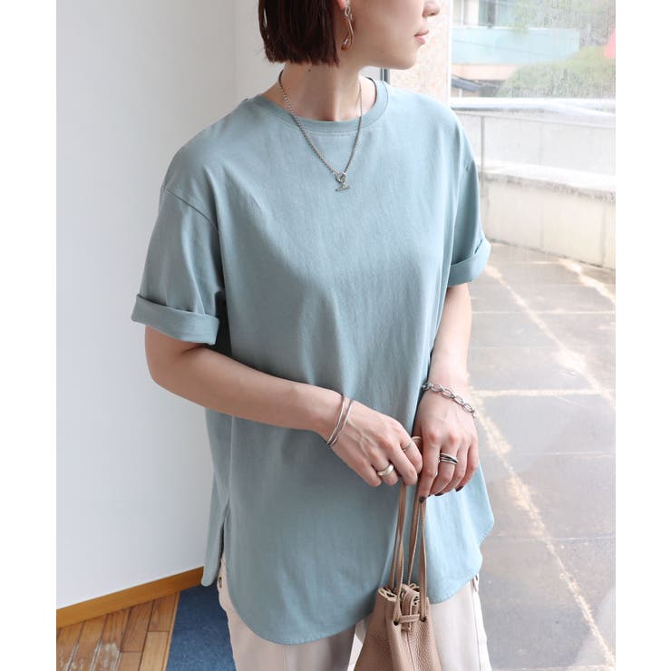 ブルーグリーン | USAコットン ラウンドヘム オーバーサイズ | andme