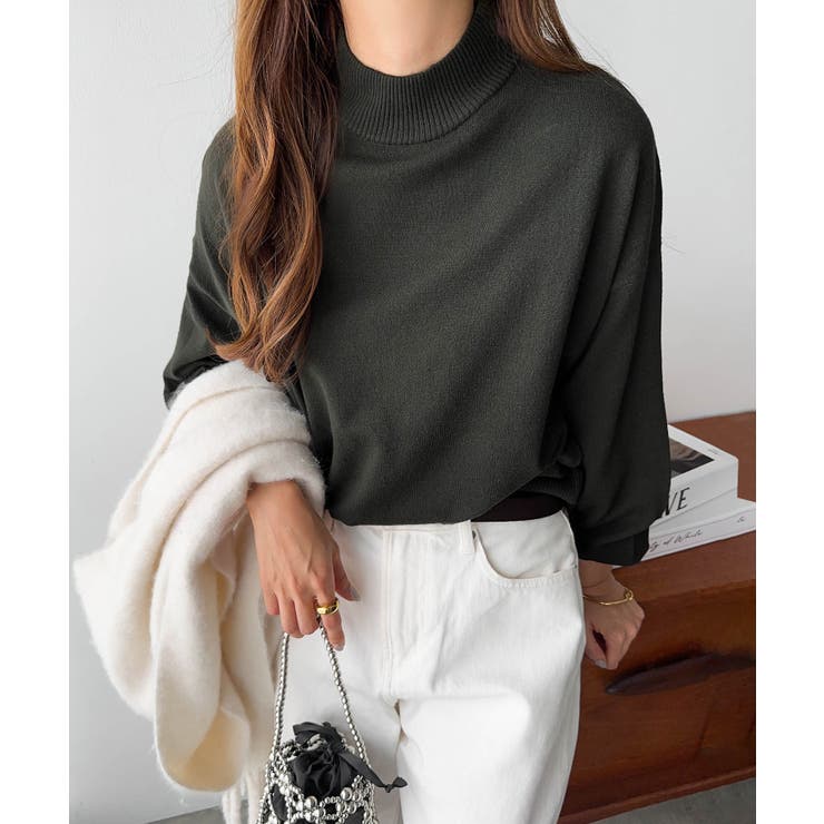 ハイネック ボリューム袖 ニット[品番：AZ000003879]｜andme