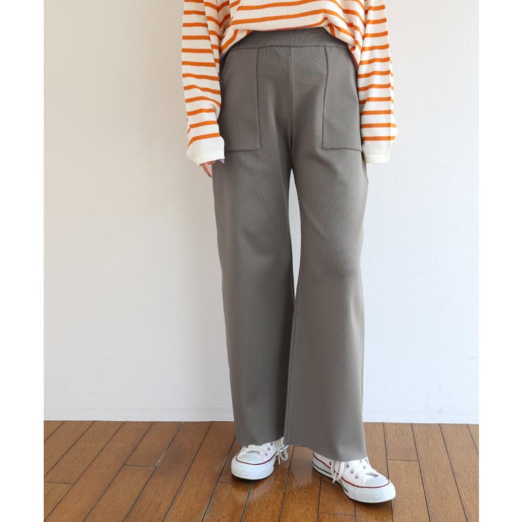 グレージュ | 14G 総針編み ベイカーパンツ | andme