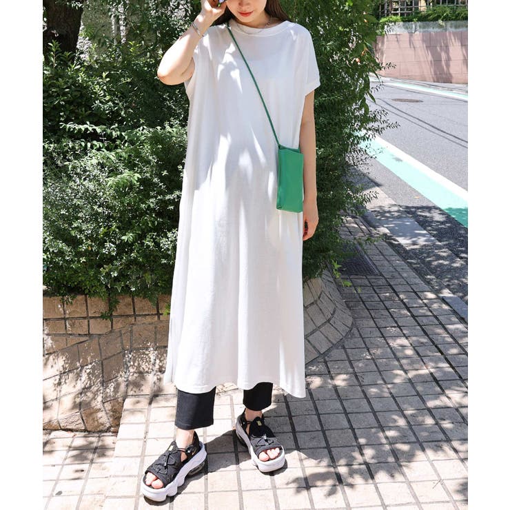 オフホワイト | コットン天竺 フレンチスリーブ Tシャツ | andme