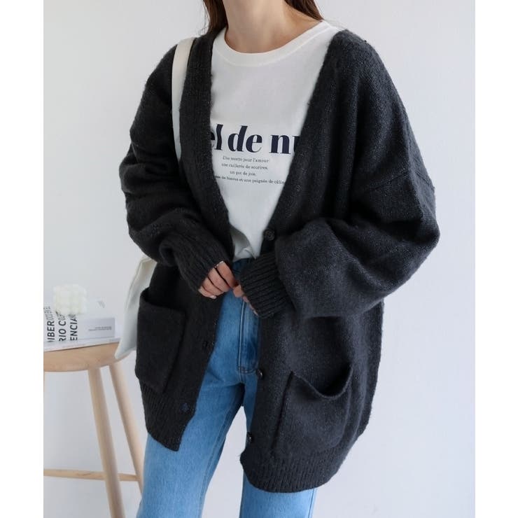 チャコールグレー | モヘアタッチ オーバーサイズ 長袖 | andme