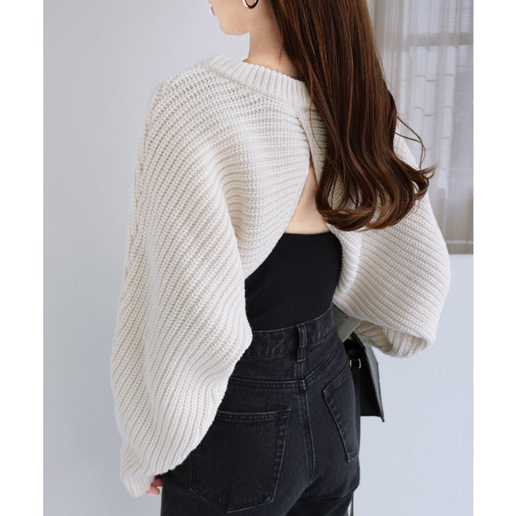 オフホワイト | バックオープン 短丈 ニット | andme