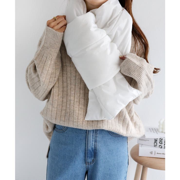 オフホワイト | 中綿 ボリューム マフラー | andme