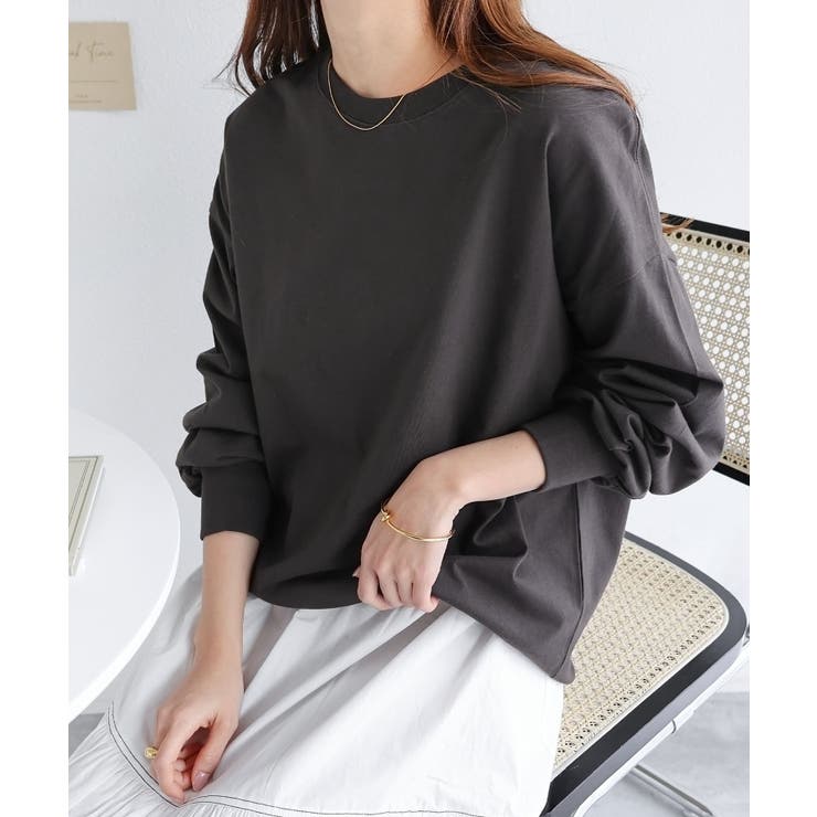 チャコールグレー | 無地 ボーダー ボリューム袖 | andme