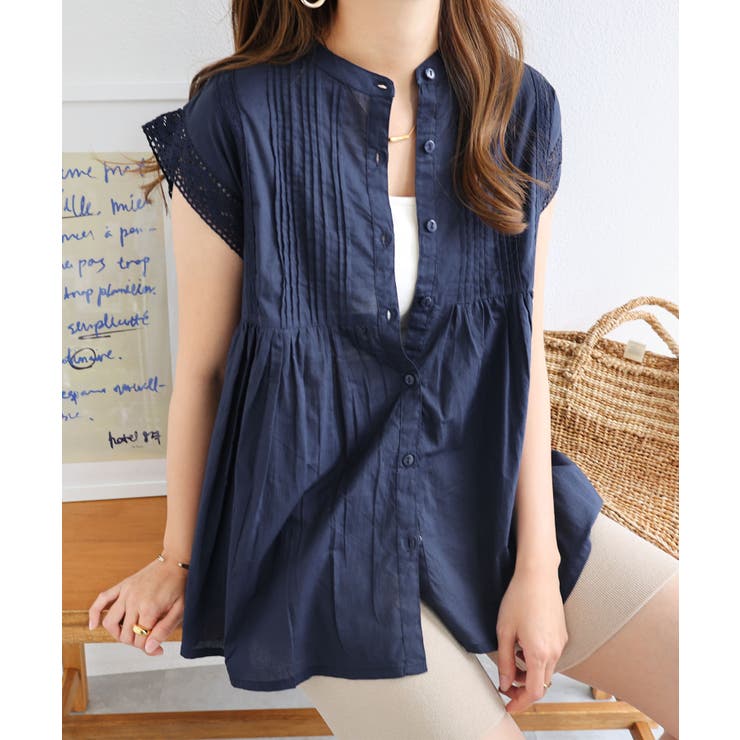 「新商品」に関するプレスリリース インド綿 レース ブラウス[品番：AZ000004353]｜andme トップス