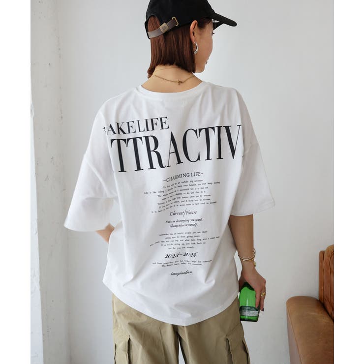 【オフホワイト】バックロゴ オーバーサイズ  Tシャツ[品番：AZ000004341]｜andme（アンドミー）のレディースファッション通販｜SHOPLIST（ショップリスト）