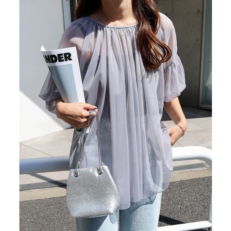 グレー | チュール レイヤード ギャザー | andme