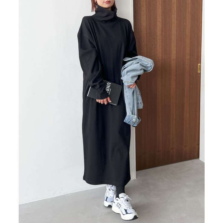 タートルネック ワッフル Tシャツワンピース[品番：AZ000004408