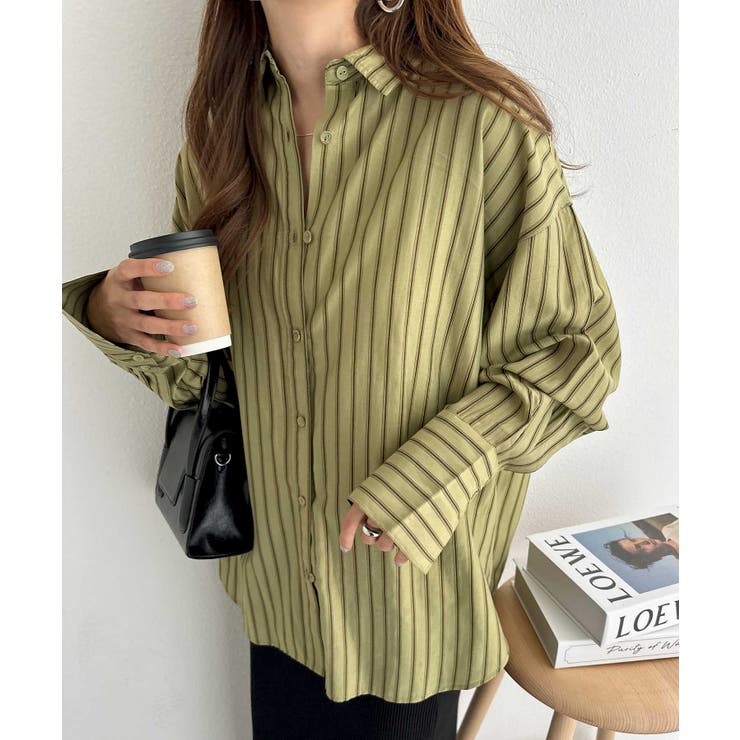 サテン ストライプ シャツ[品番：AZ000004447]｜andme（アンドミー）の  