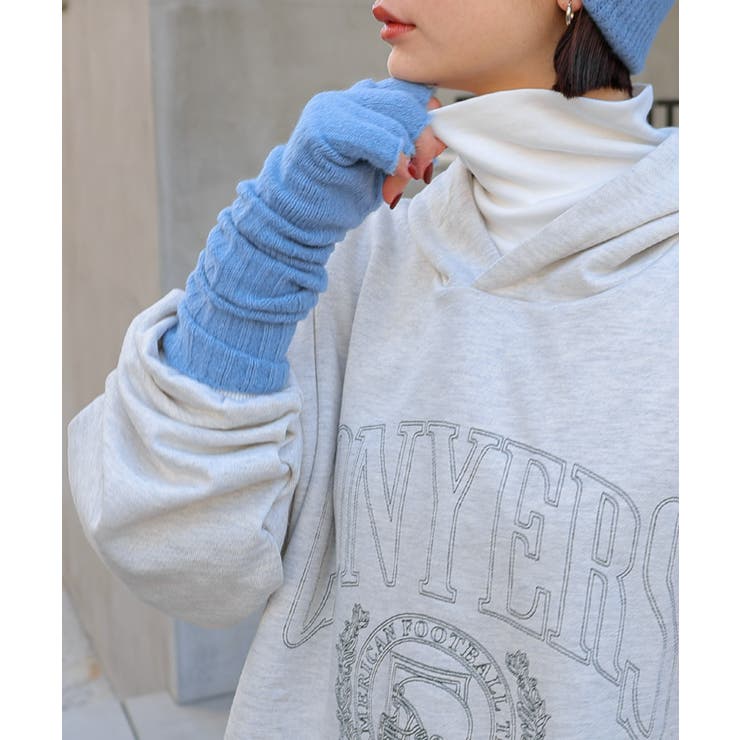 ライトブルー | リブ ニット アームウォーマー | andme