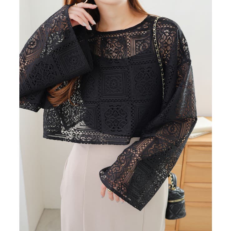 ショート丈 レース カーディガン[品番：AZ000004557]｜andme