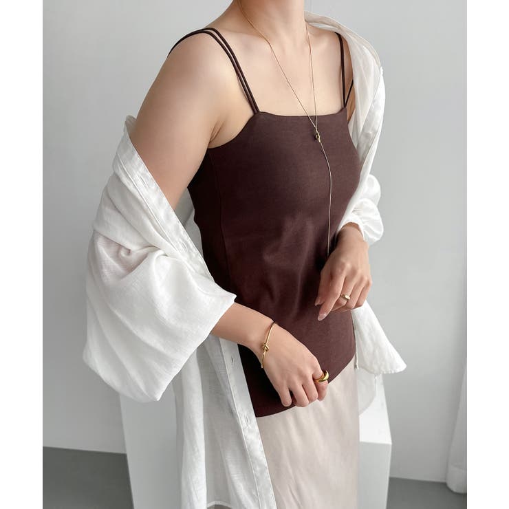 ブラウン | ダブルストラップ バックオープン カップ付き | andme