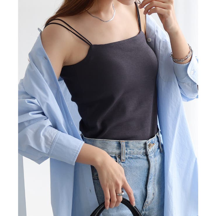 チャコールグレー | ダブルストラップ バックオープン カップ付き | andme