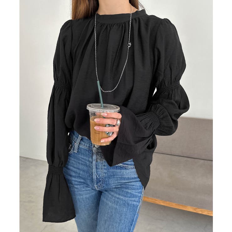 ブラック | バックリボン キャンディスリーブ 長袖 | andme