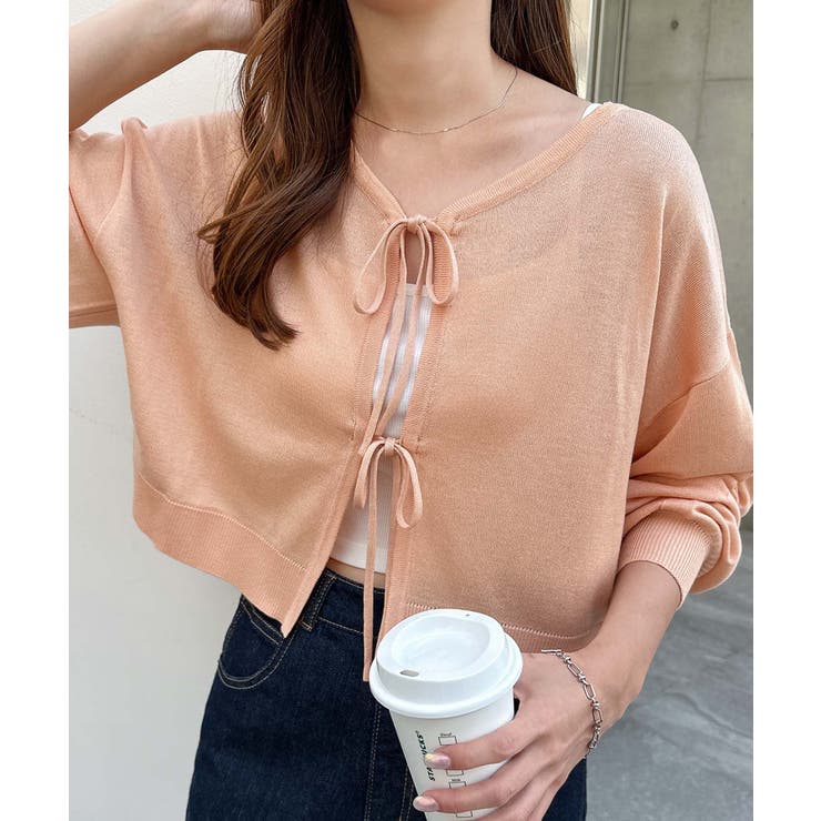 ライトオレンジ | フロントリボン 2way ニット | andme