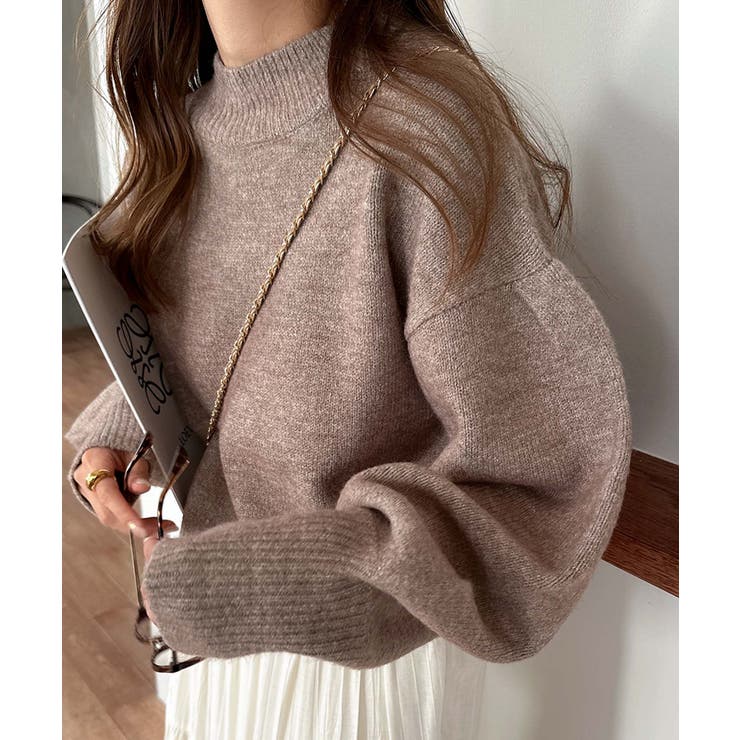 グレージュ | ショート丈 袖ボリューム 長袖 | andme