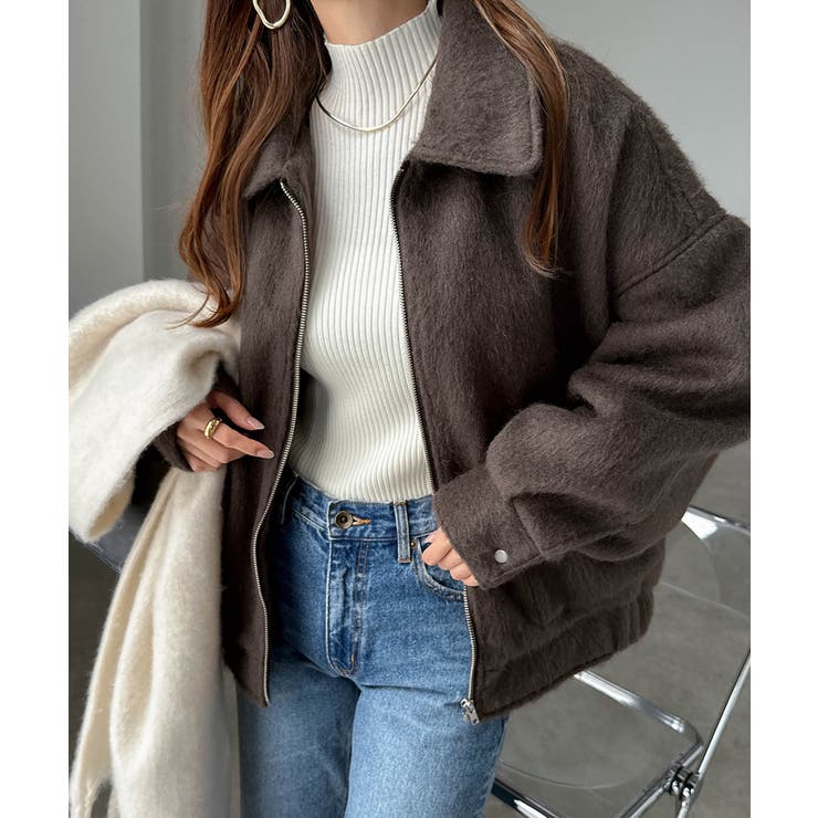 ニット シャギー ジップ[品番：AZ000004762]｜andme（アンドミー）の